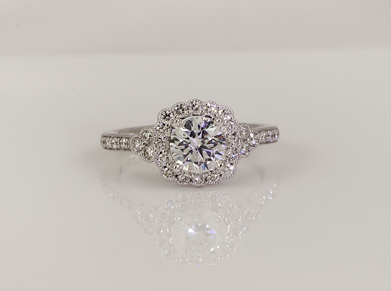 Custom Diamond Engagement Halo Ring