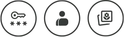 Icons representing security, user profile, and account settings.