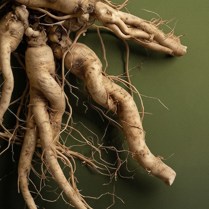 Root with twisting branches against a green background.