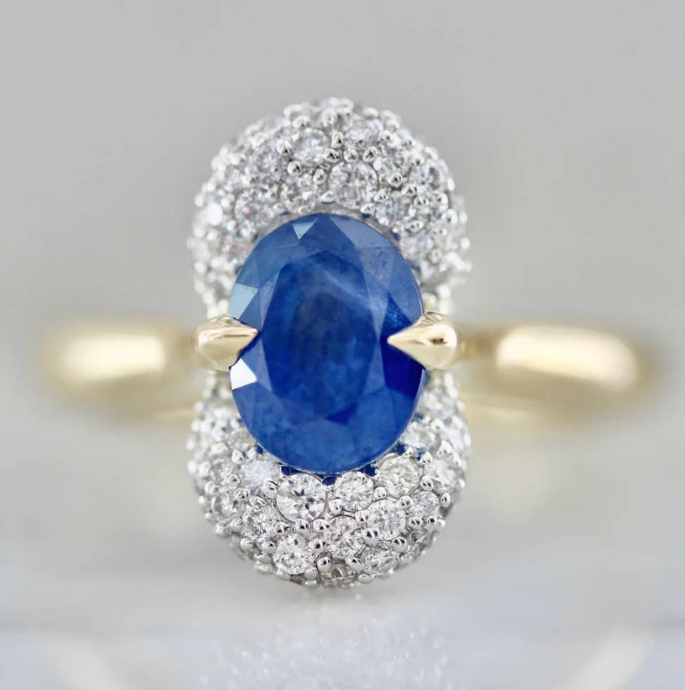 Blue Oval Cut Sapphire Ring
