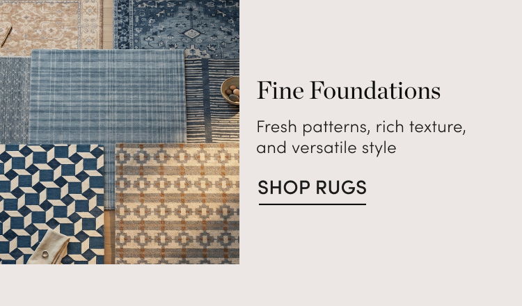 Collection of rugs with various patterns and textures. Shop now.