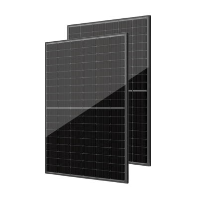 Two solar panels stacked vertically on a white background.