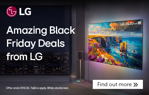 LG Black Friday deals advertisement featuring a colorful TV display.