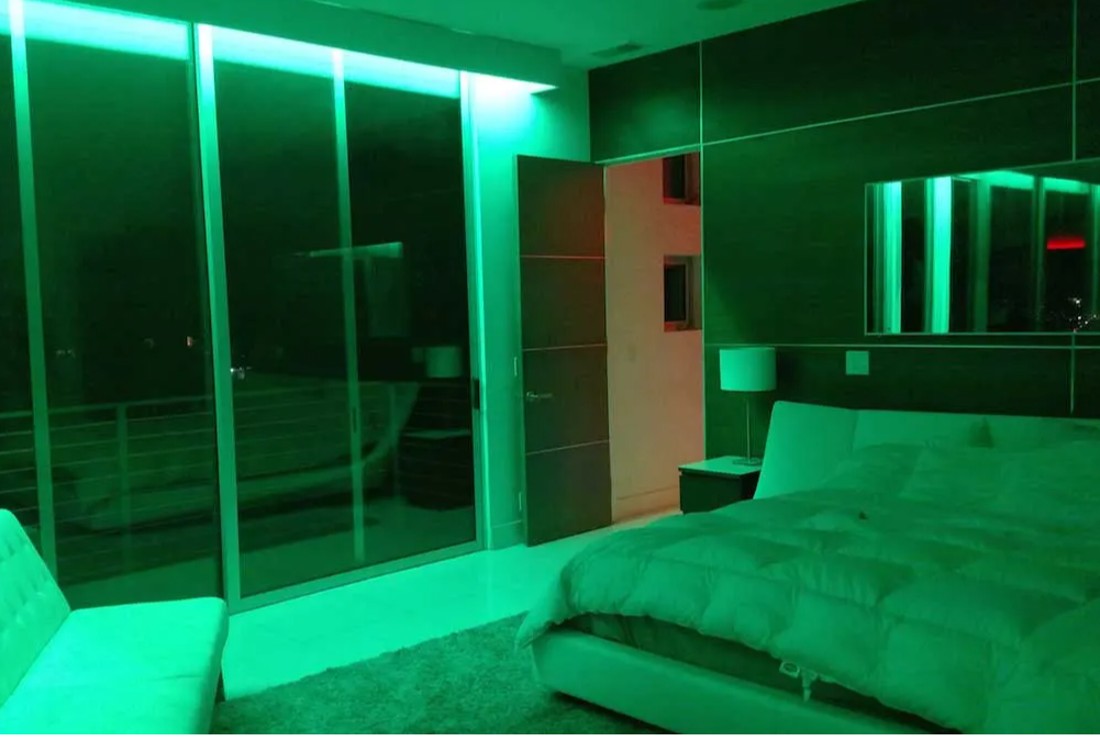 Bedroom mood lighting using RGB color changing LED strip lights