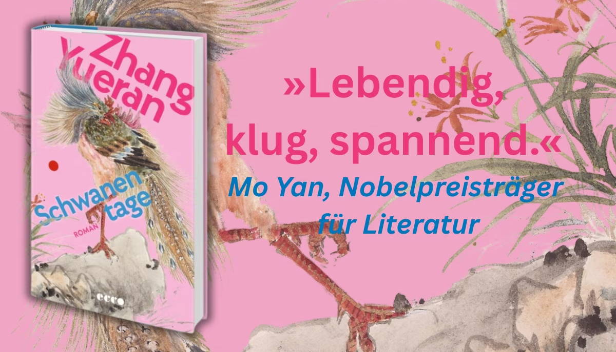 Book cover featuring quote by Mo Yan on a pink background.