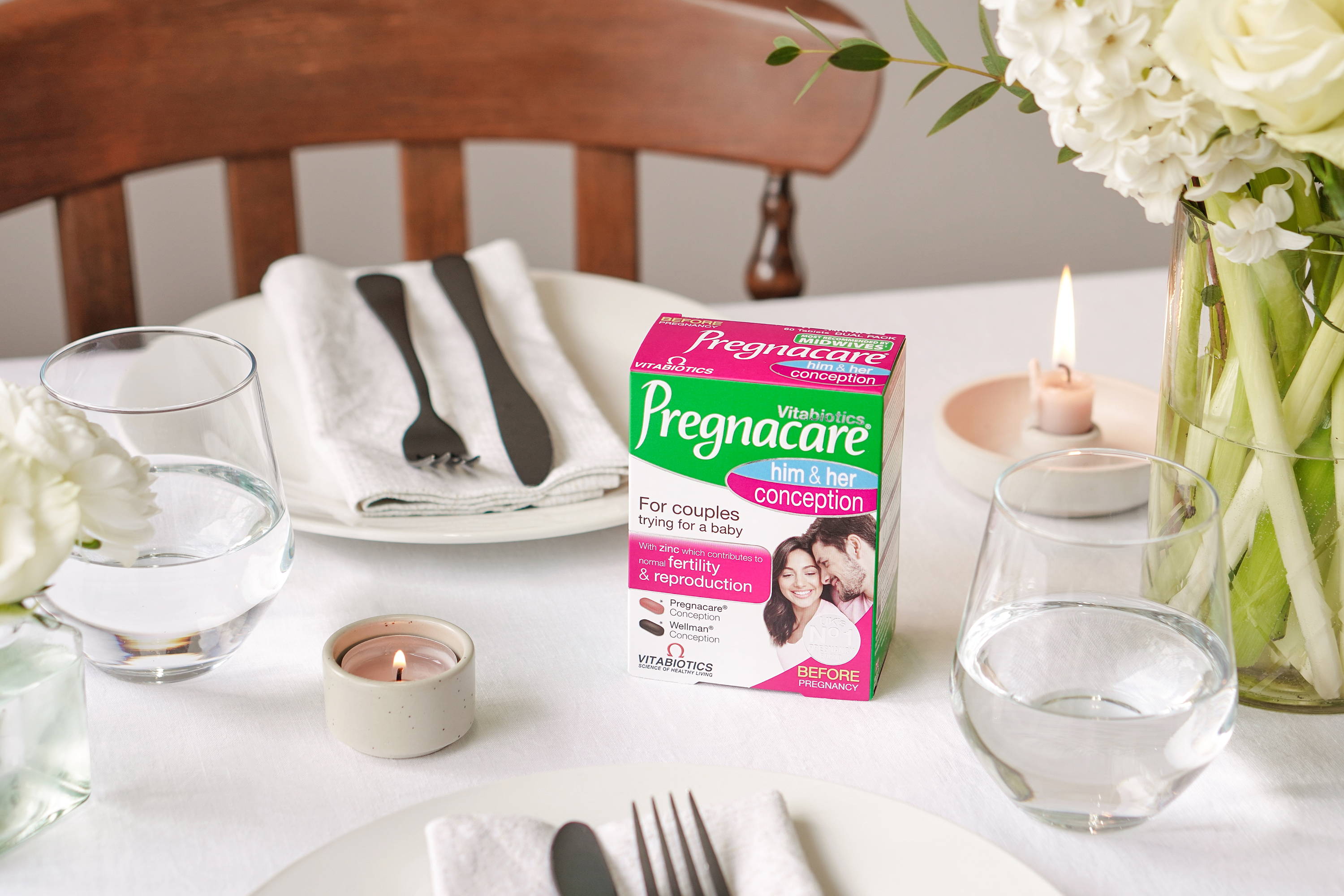  When you’re planning a family, you’ll want to be in the best possible health. Along with lifestyle and dietary changes, Pregnacare Him & Her Conception is designed to safeguard your nutritional intake with specialist daily multivitamins optimised for the requirements of men and women trying for a baby. 