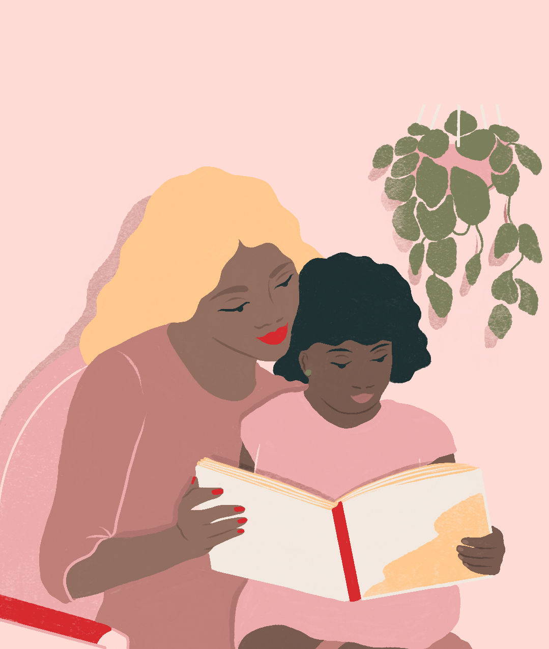 mãe lendo um livro com sua filha