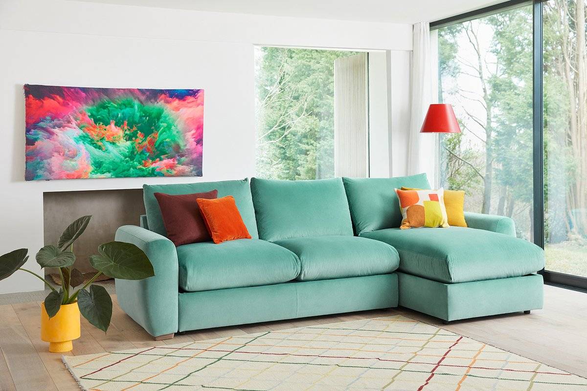 Teal Blue Chaise Sofa Bed