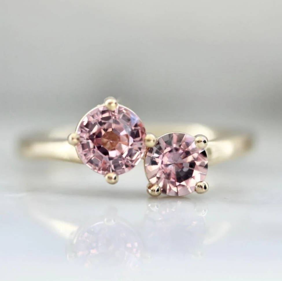 pink sapphire toi et moi ring