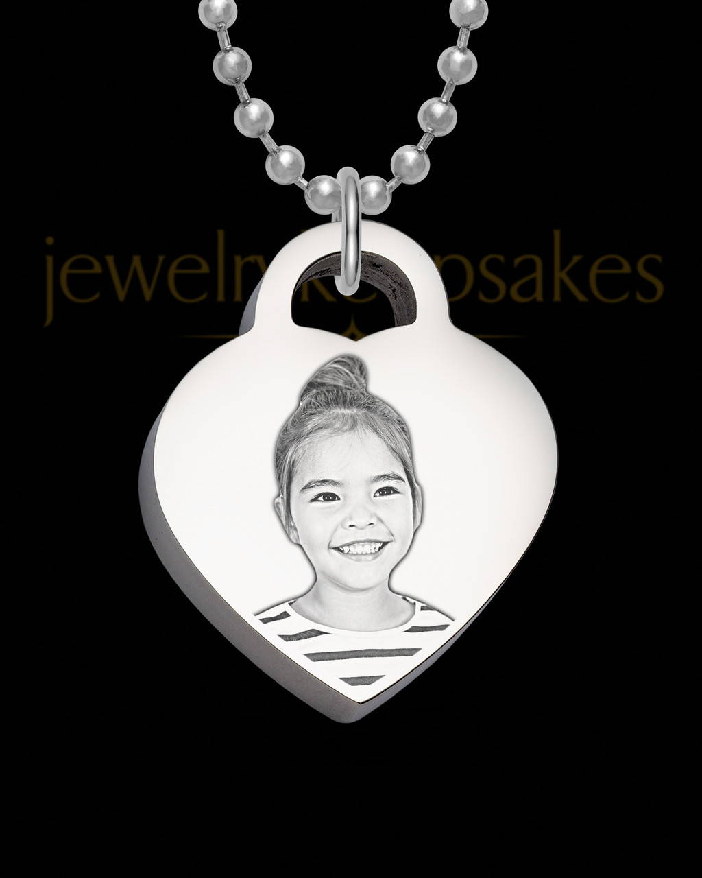 Small Thick Heart Photo Engraved Pendant