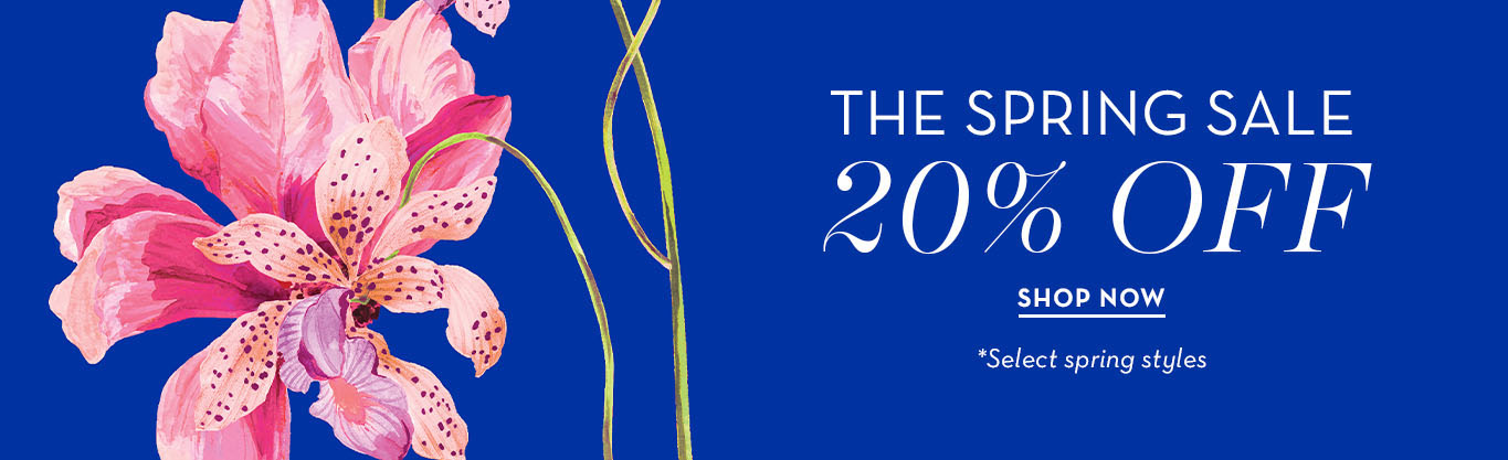 Spring sale banner featuring a pink flower and 