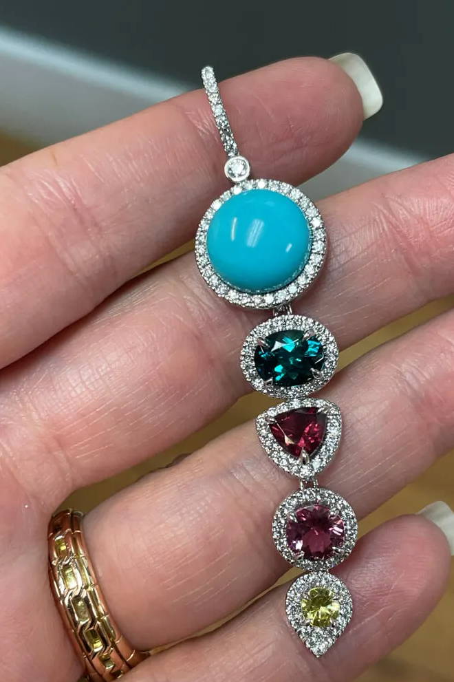 Lindsey Scoggins Studio turquoise and gemstone earrings