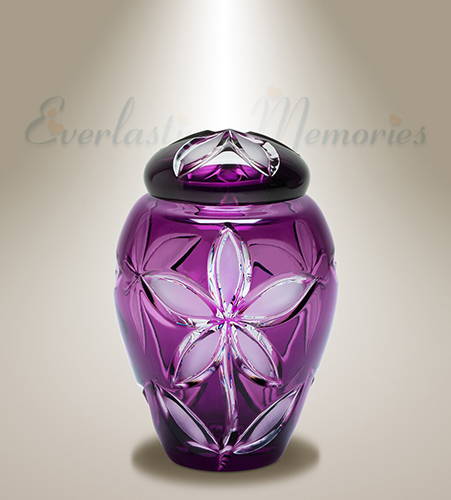 Keepsake Purple Flowers Crystal Urn