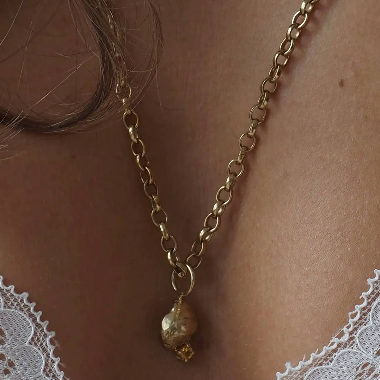 Molten Nugget & Sapphire Necklace