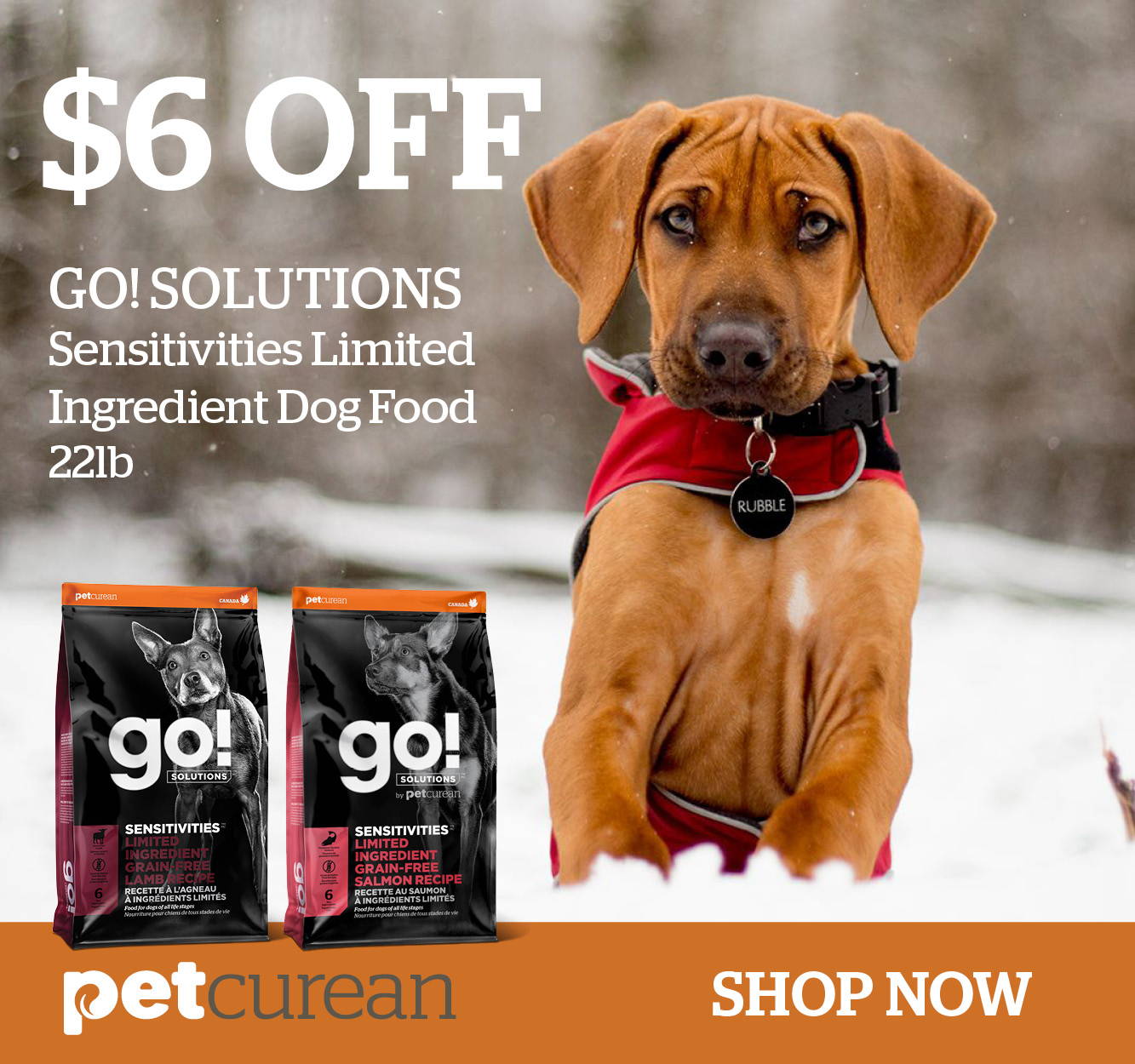 $6 off Go! Solutions Sensitivities Limited Ingredient Dog Food 22lb