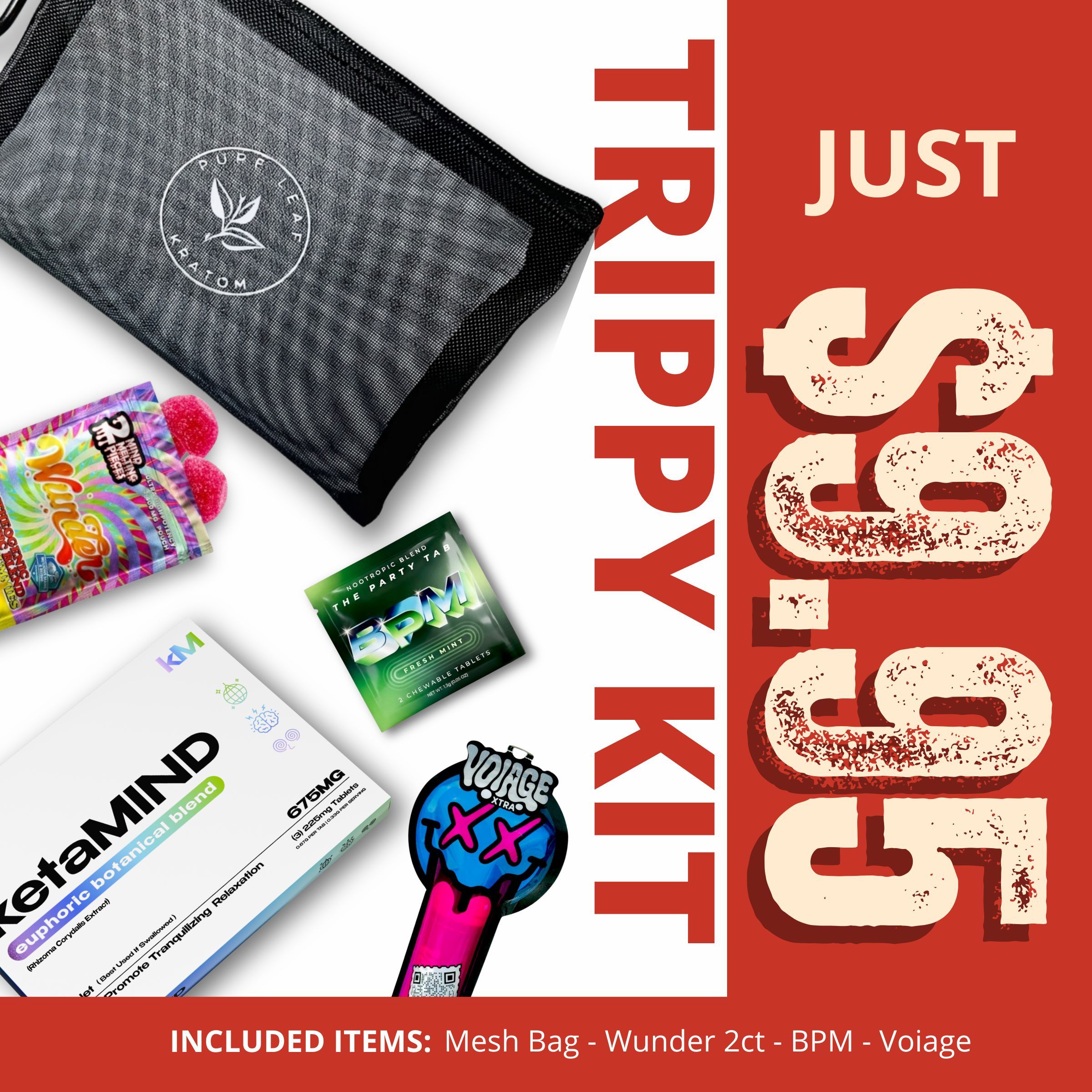 Trippy kit promotional image with price and included items listed.