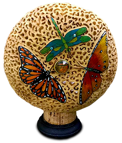 Gourd art by Sue Sweder