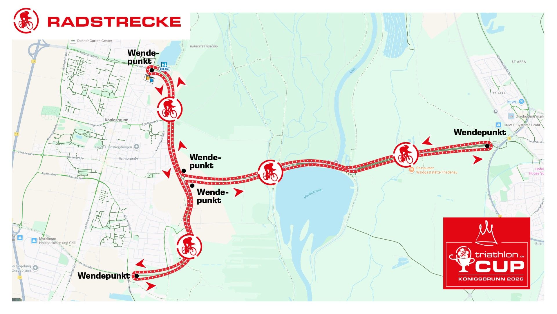 Radstrecke beim triathlon.de CUP Königsbrunn
