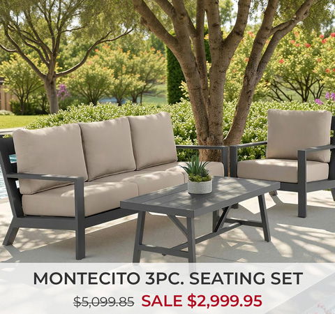 Montecito 3-piece seating set with a sale price displayed.