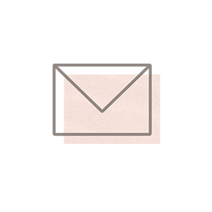 Envelope icon with brown outline and pink fill.