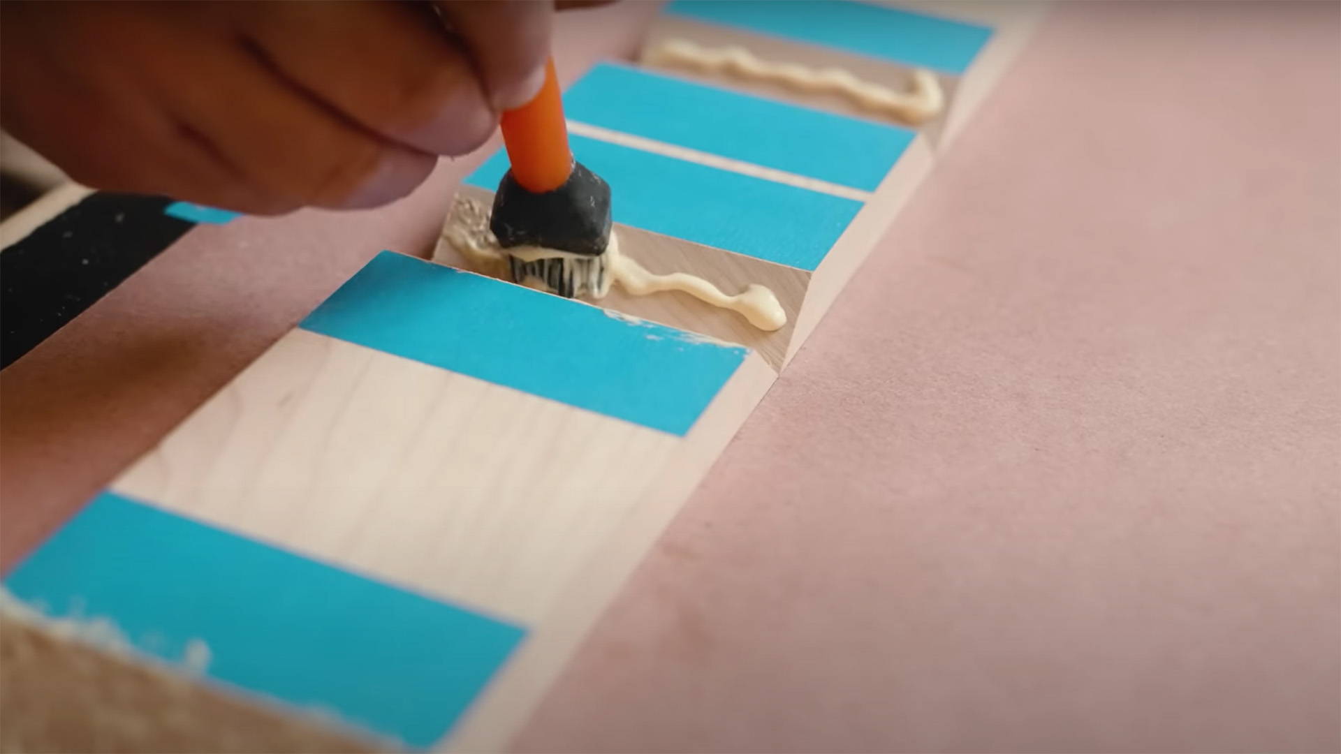 using tape to stop squeeze out in mitered box