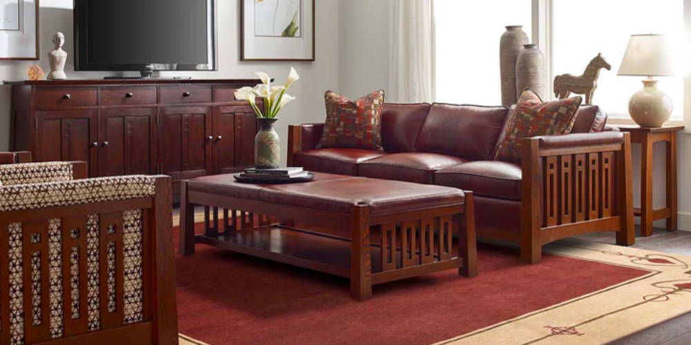 Solid wood living room furniture by Stickley