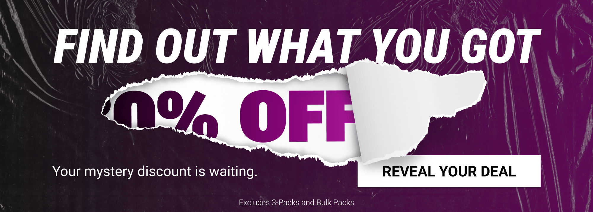 Text promoting a mystery discount offer with a call to reveal the deal.