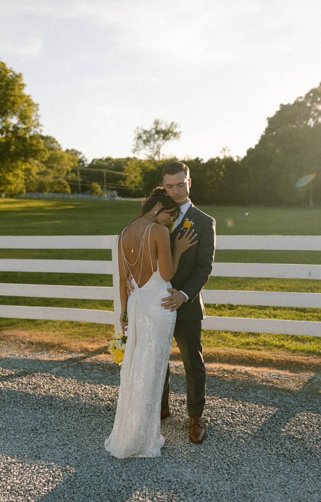 Bride and Groom in farm