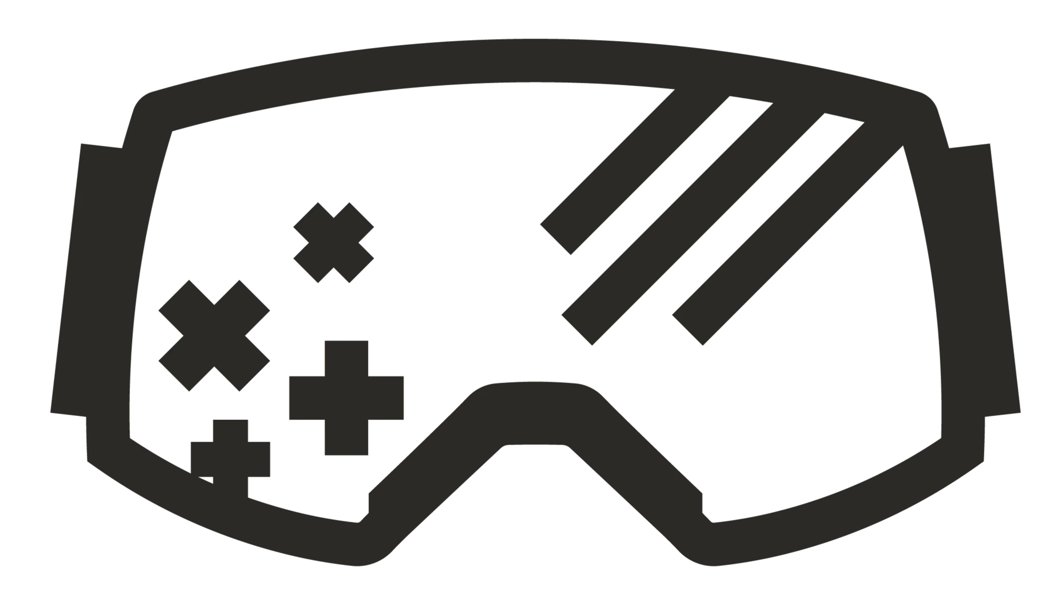 Gaming goggles with playful design elements.
