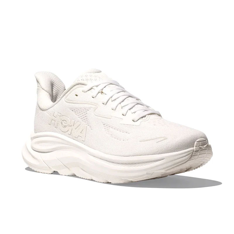 White athletic sneaker with a sleek design and laces.