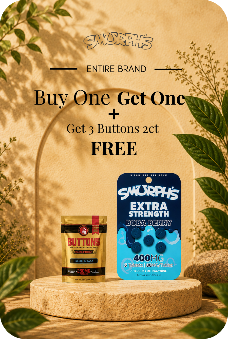 Promotional image for Smurph's brand buy one get one offer.