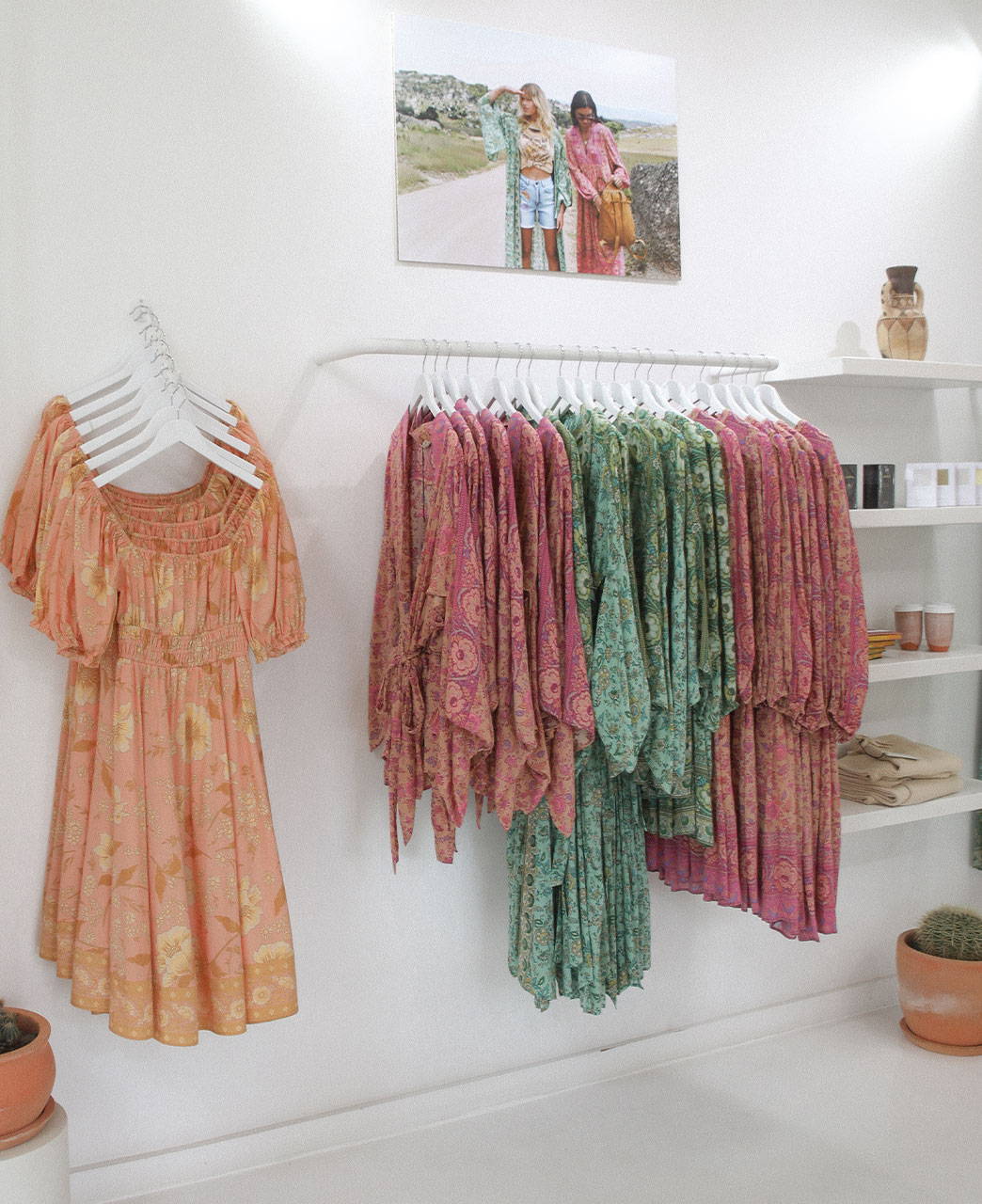 Images of the inspire of the Byron Bay Store featuring the Spell Folk Song collection and additional homewares products. 