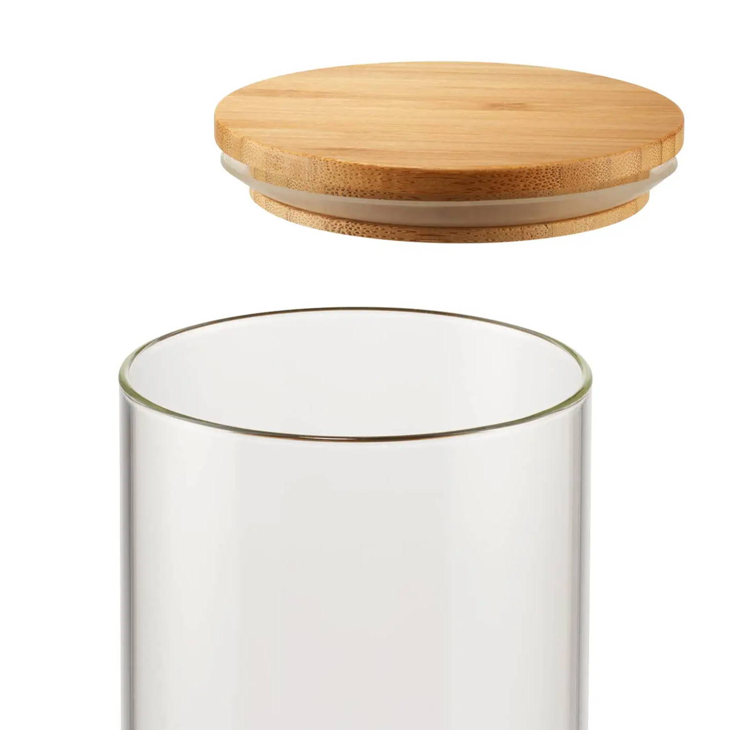 bamboo lid of the canister with air tight seal