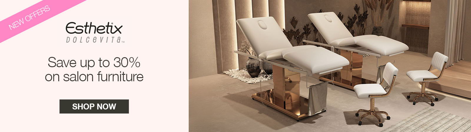 Spa chairs with promotional text for discounts on services.