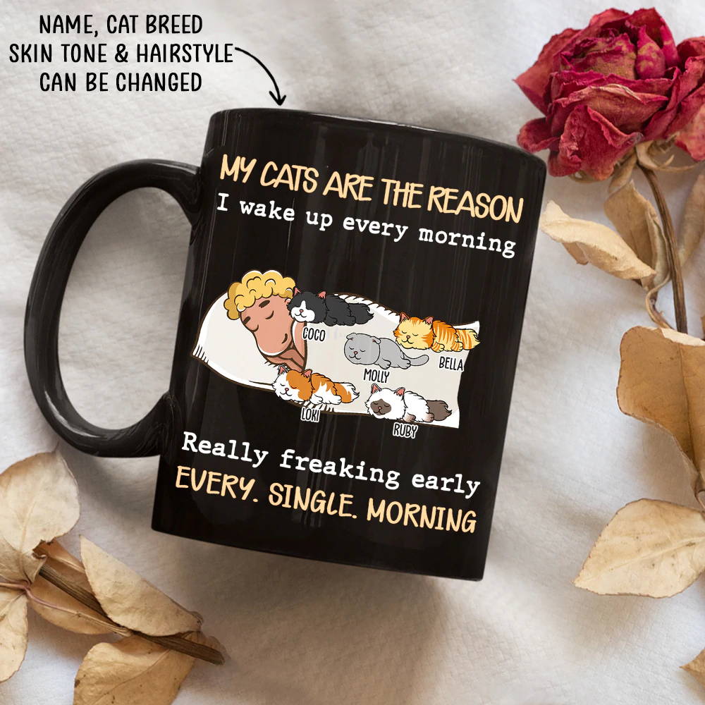 MY CAT IS THE REASON - PERSONALIZED CUSTOM COFFEE MUG