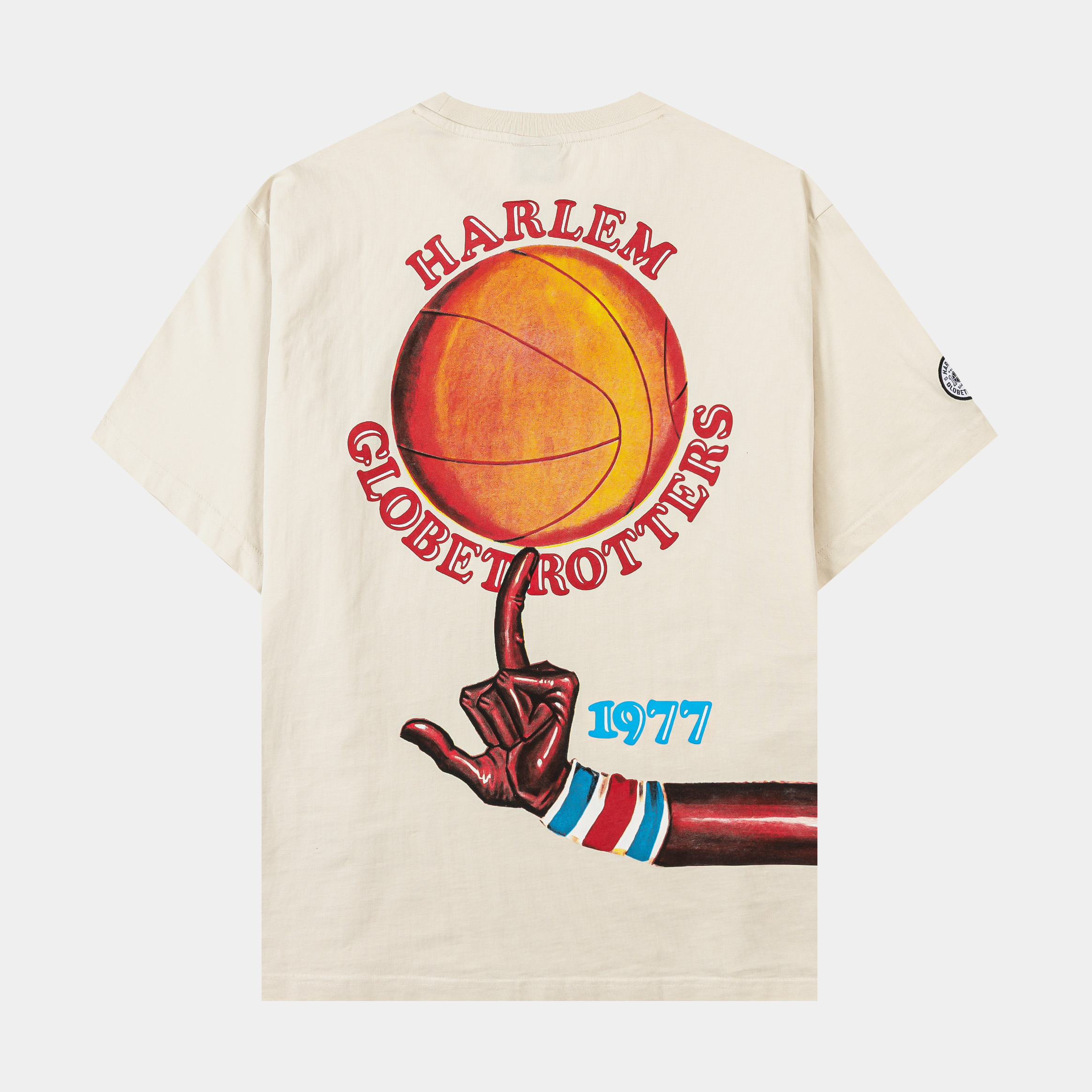 Harlem Globetrotters vintage basketball-themed graphic t-shirt design.