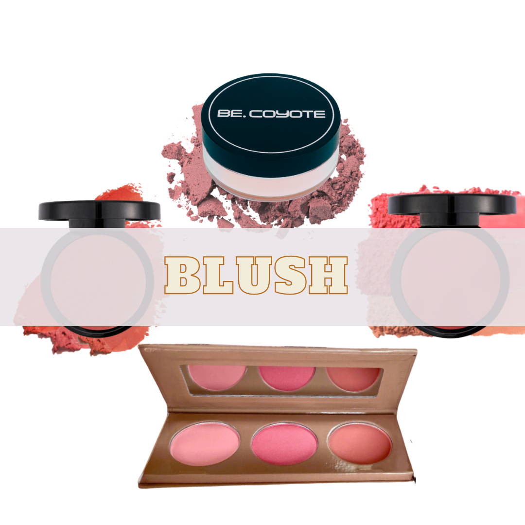Blush. Image is Blush Palette, Loose Mineral Blush , Cream Blush and Pressed Blush