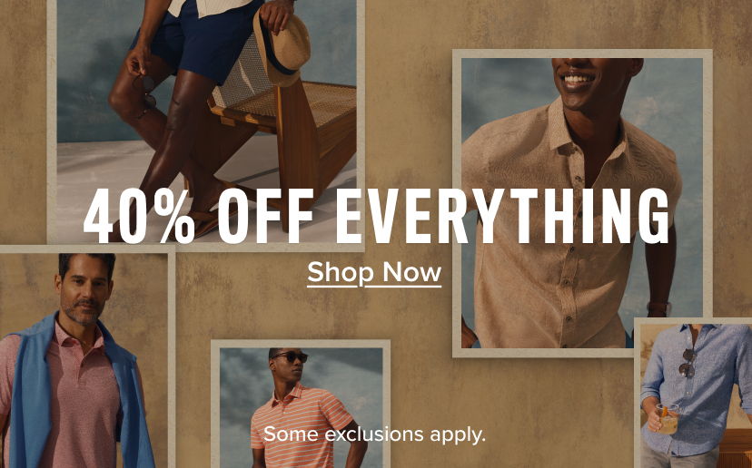 Promotional banner for 40% off men's clothing sale.
