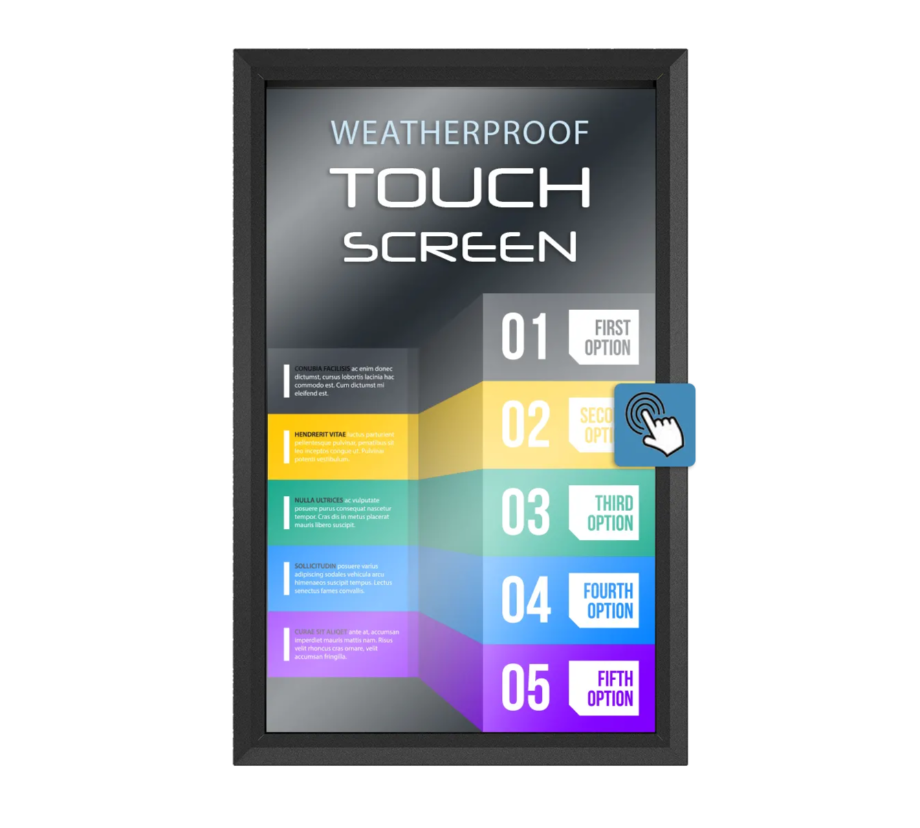 The TV Shield PRO Portrait Touch Screen Outdoor Display