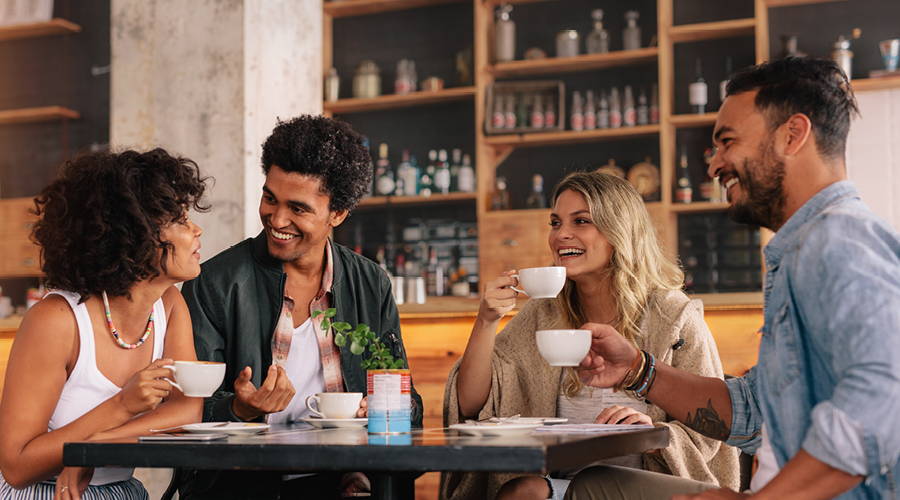 group of friends at coffee shop
