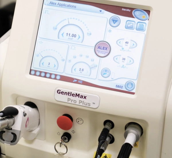 Gental max pro plus laser hair removal treatment device at prolase clinic.