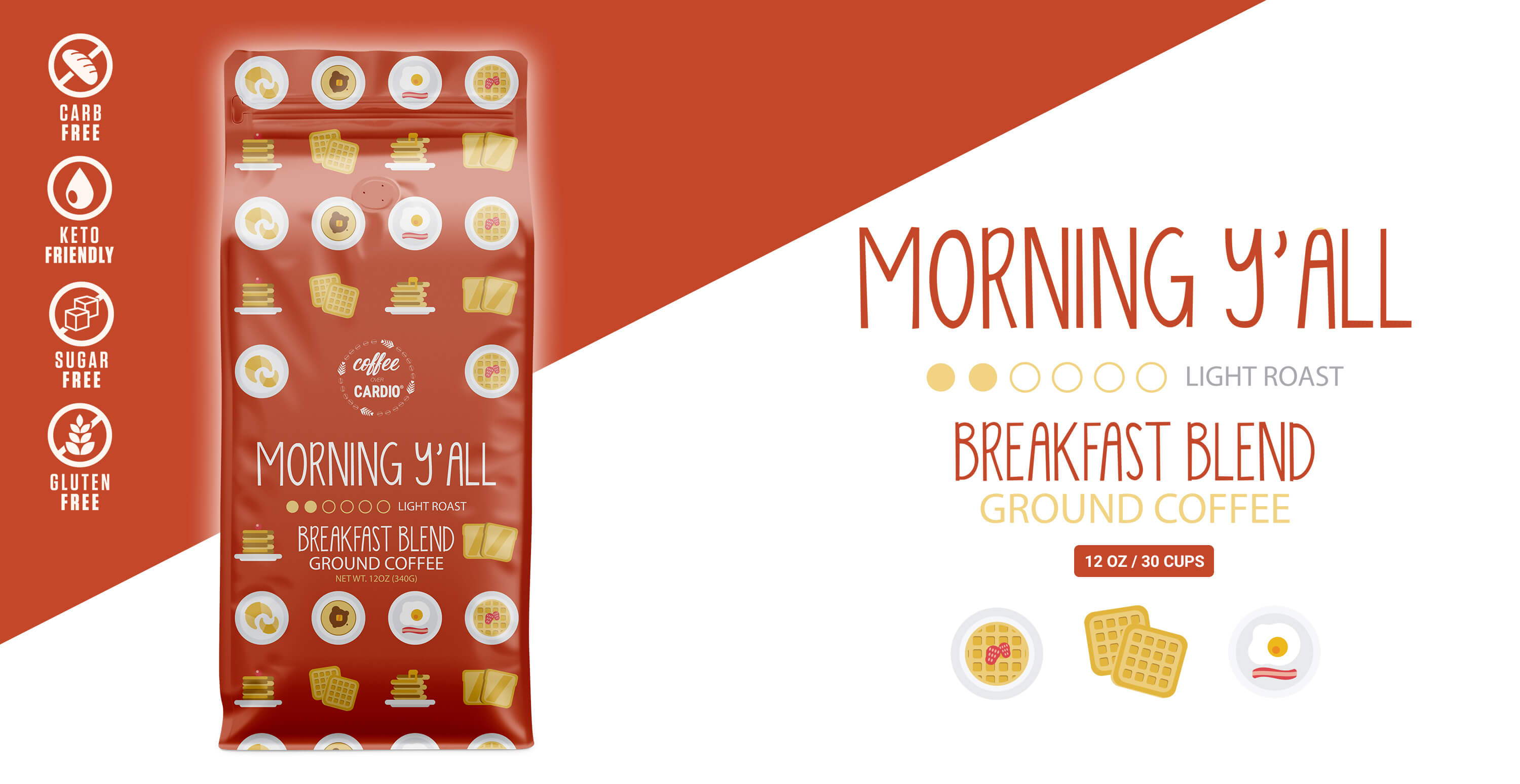 Morning Y'all - Breakfast Blend - Ground Coffee - Light Roast - Coffee Over Cardio® 