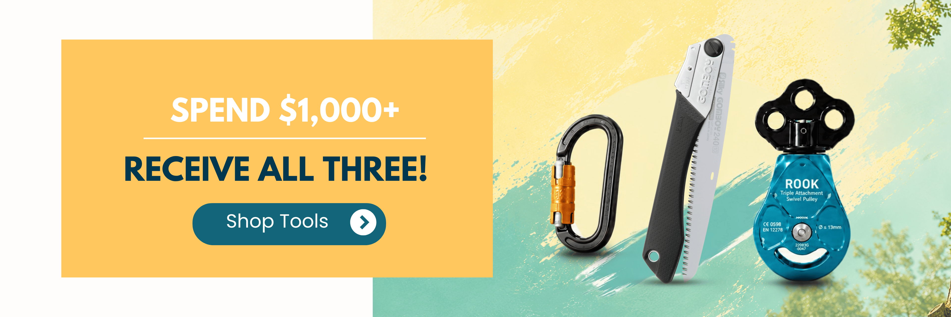 Promotional image for spending $1,000 to receive three items.