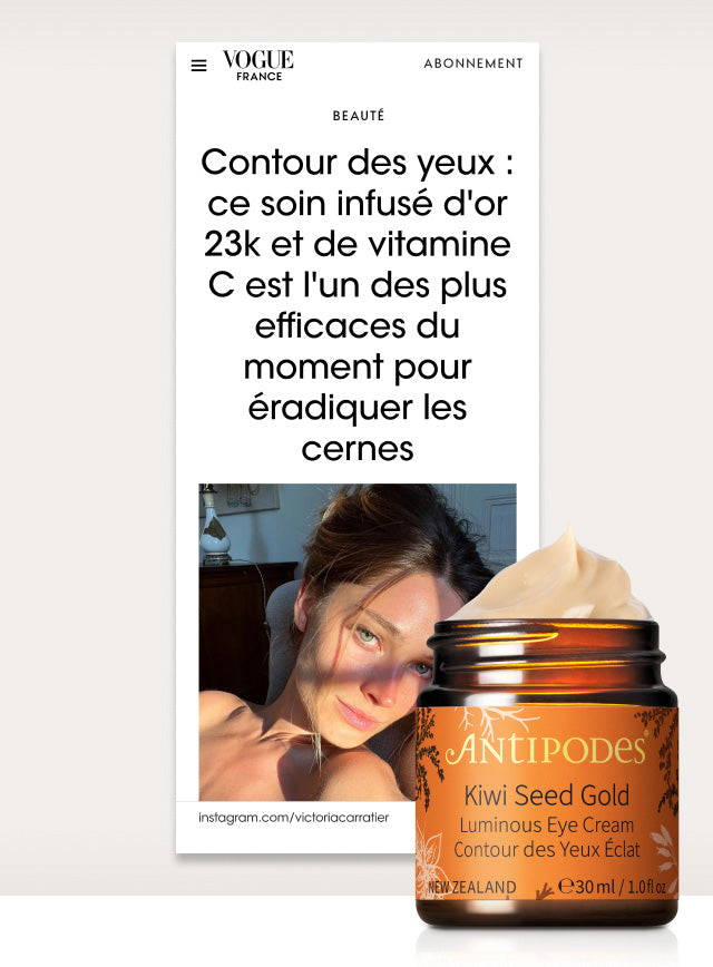 Kiwi Seed Gold Luminous Eye Cream as seen in Vogue France.