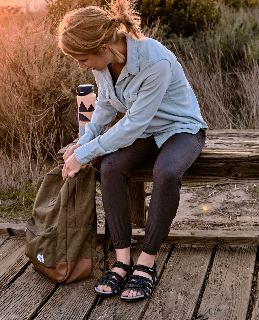 woman wearing hiking sandals