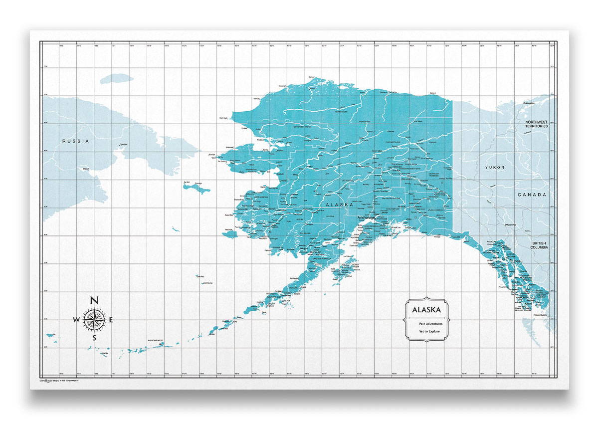 Alaska Push pin travel map color splash