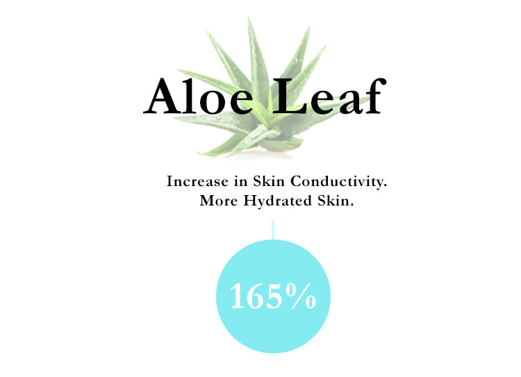 Aloe leaf  shows 165% increase in skin conductivity, for more hydrated skin.