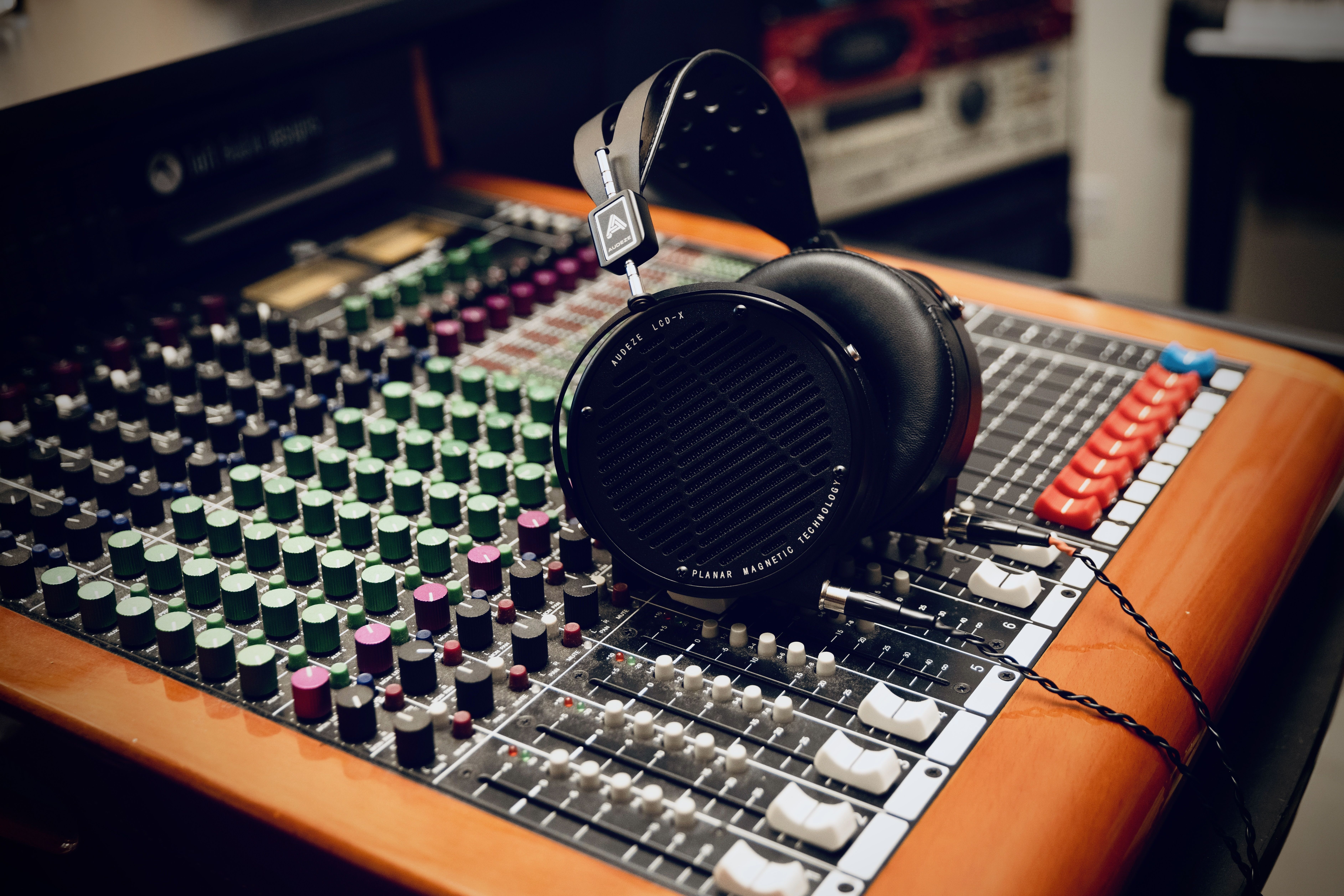 Audeze LCD-X headphones on the mixing table 