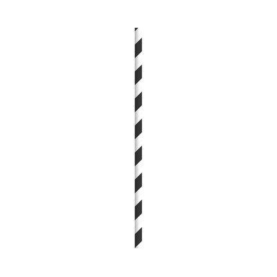 A black and white striped paper straw