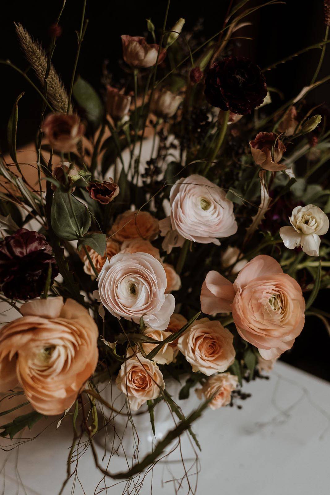 Peach coloured floral arrangement